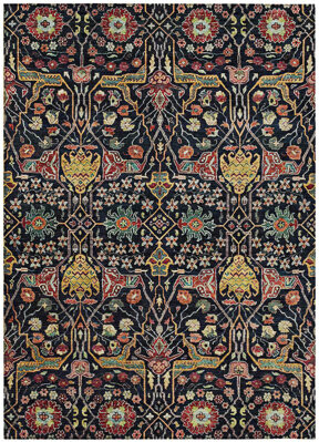 HomeRoots 10' X 14' Black Red And Gold Floral Washable Indoor Outdoor Area Rug