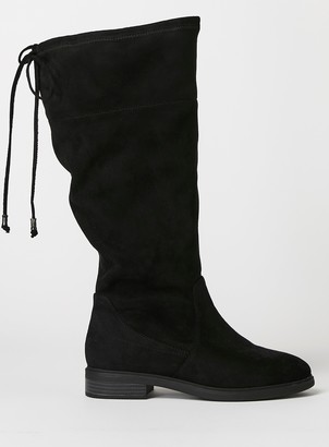 Evans EXTRA WIDE FIT Black Stretch Knee High Boots