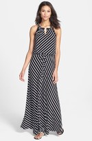 Thumbnail for your product : Calvin Klein Stripe Keyhole Detail Maxi Dress