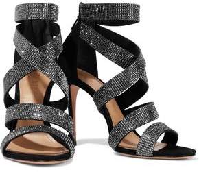 Schutz Jia Crystal-embellished Suede Sandals