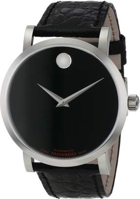 Movado Men's 0606112 "Red Label" Stainless Steel Automatic Watch with Leather Band