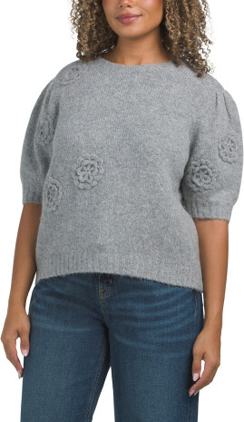 TJMAXX Puff Quarter Sleeve Pull Over Sweater, Nylon/Spandex/Acrylic