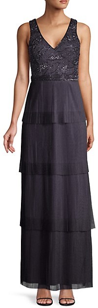 Adrianna Papell Tiered Beaded Gown - ShopStyle Evening Dresses