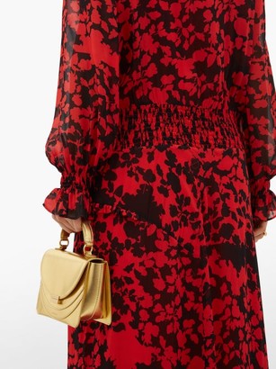 Preen Line Esme Floral-print Pintucked Maxi Dress - Black Red