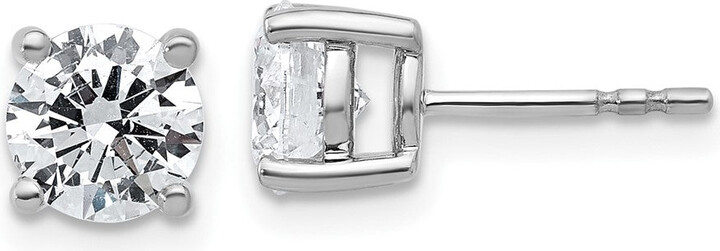 Diamond2Deal 14k Yellow Gold 2 ct Round Lab Grown Diamond Stud Earrings VS Clarity, D-E Color