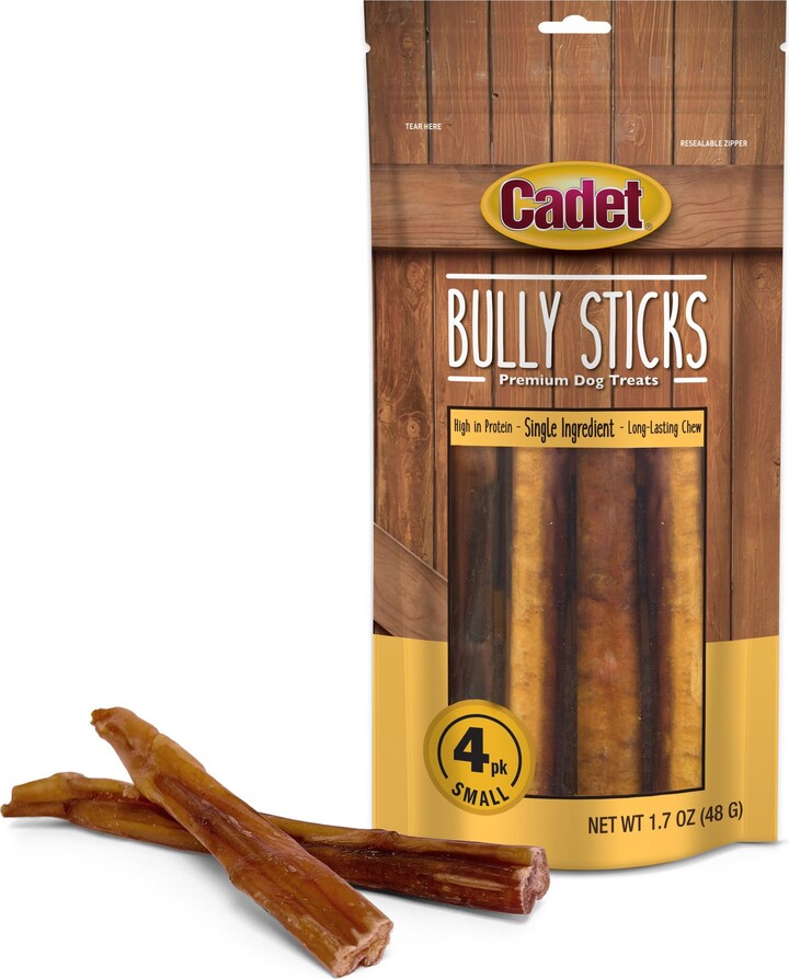 Cadet Bully Sticks Dog Chews, Small, 4 count