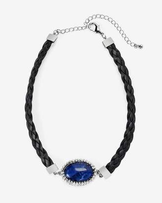 Whbm Sodalite Leather Choker Necklace