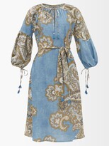 Thumbnail for your product : D'Ascoli Kyra Paisley-print Cotton-khadi Dress - Blue Print