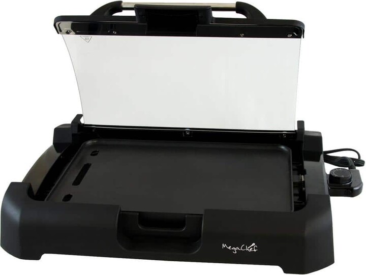 Mega Chef 165 sq. in. Black Reversible Indoor Grill and Griddle with Removable Lid