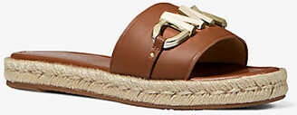 Michael Kors Izzy Logo Embellished Leather Slide Sandal - ShopStyle