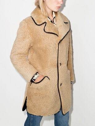 Saint Laurent Leather-Trim Shearling Coat