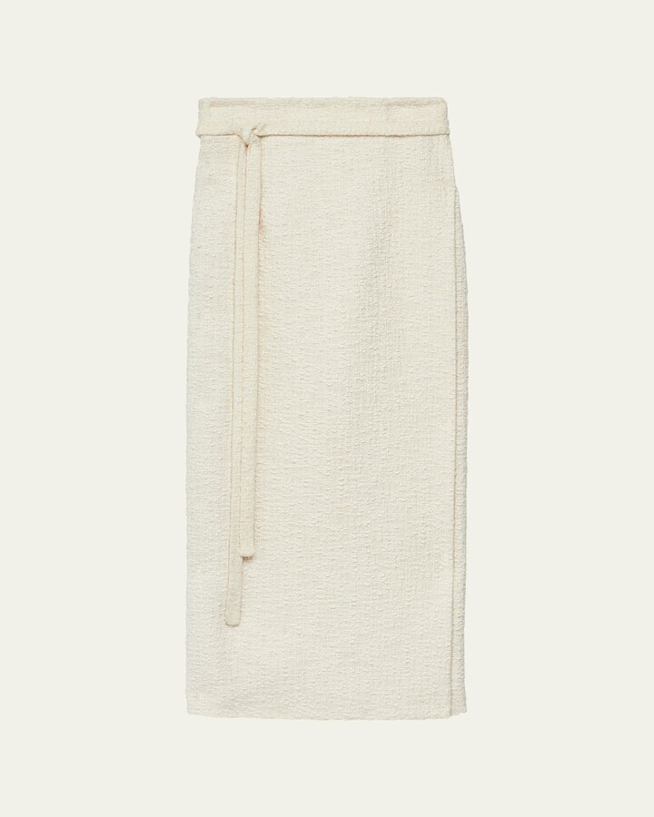 ANOTHER TOMORROW Long Tweed Wrap Skirt