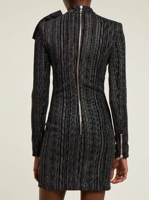 Balmain Striped Lurex Cotton-blend Mini Dress - Womens - Black Silver
