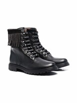 Thumbnail for your product : Twinset Kids TEEN fringe-trimmed combat boots