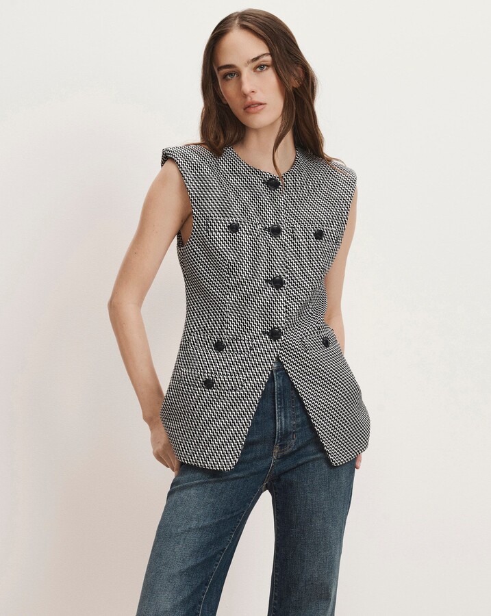 Tamara Tweed Vest Navy Dove White