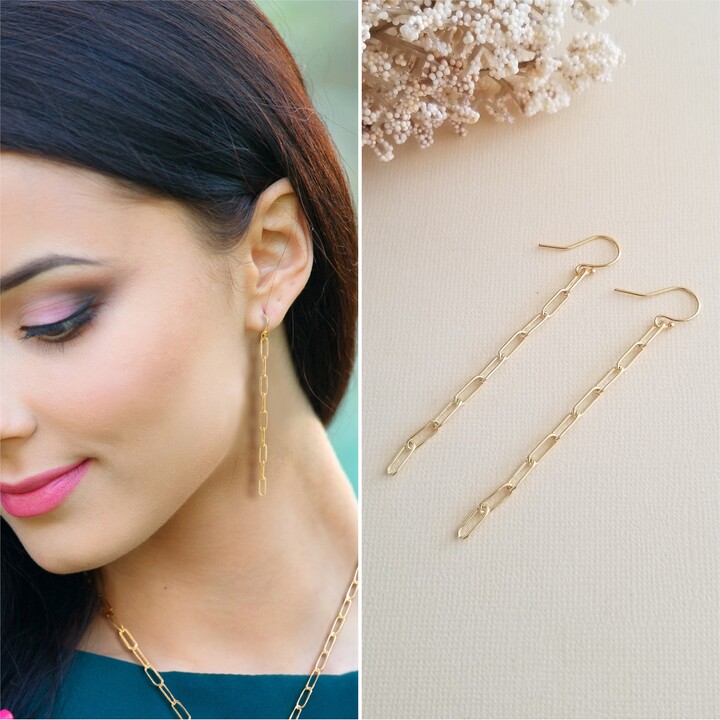 Etsy Gold Paperclip Earrings Chain Minimalist Affordable Gift Idea Lightweight Everyday For Her