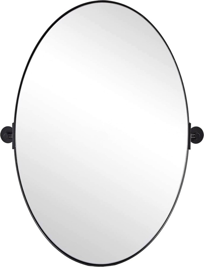 Andy Star Round Wall Mirror for Bathroom, 30 inch Black Circle Mirror Modern Premium Stainless Steel Metal Frame Wall Mounted for Bathroom, Entryway