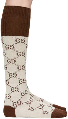 Gucci Beige Knee-High GG Socks