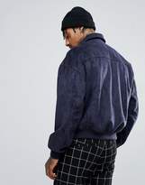 Thumbnail for your product : ASOS DESIGN oversized faux suede harrington jacket in navy