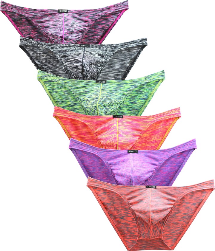 iKingsky Men's Colorful Pouch Briefs Sexy Low Rise Men Underwear Pack