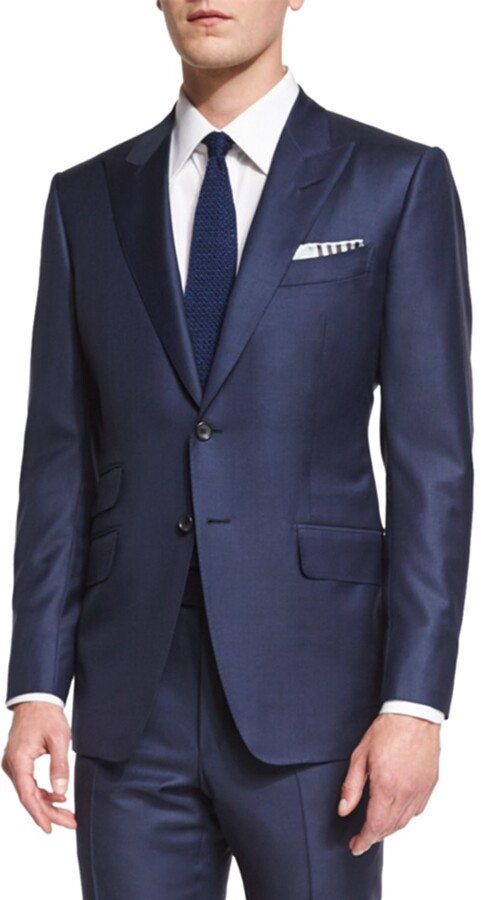 Tom Ford O'Connor Base Sharkskin Two-Piece Suit, Bright Navy - ShopStyle