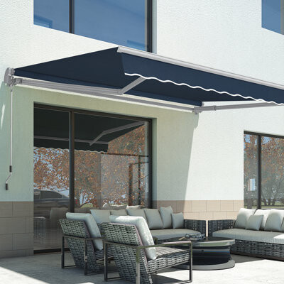 Newacme LLC 10x8 ft. Powered Retractable Patio Awnings, Outdoor Sunshade Canopy with Remote