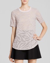Thumbnail for your product : Rebecca Taylor Top - Liger Clip Short Sleeve Illusion Zebra Silk