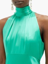 Thumbnail for your product : Saloni Michelle High-neck Silk-satin Midi Dress - Mid Green