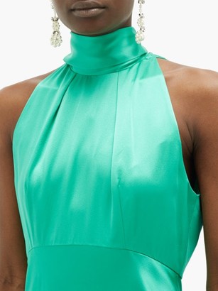 Saloni Michelle High-neck Silk-satin Midi Dress - Mid Green