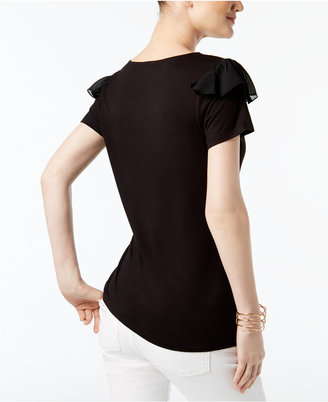 INC International Concepts Ruffled Contrast T-Shirt, Created for Macy's