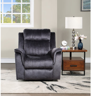 Milton Green Star Dark Gray Fabric Power Recliner Chair W/ Pillow Top Armrests