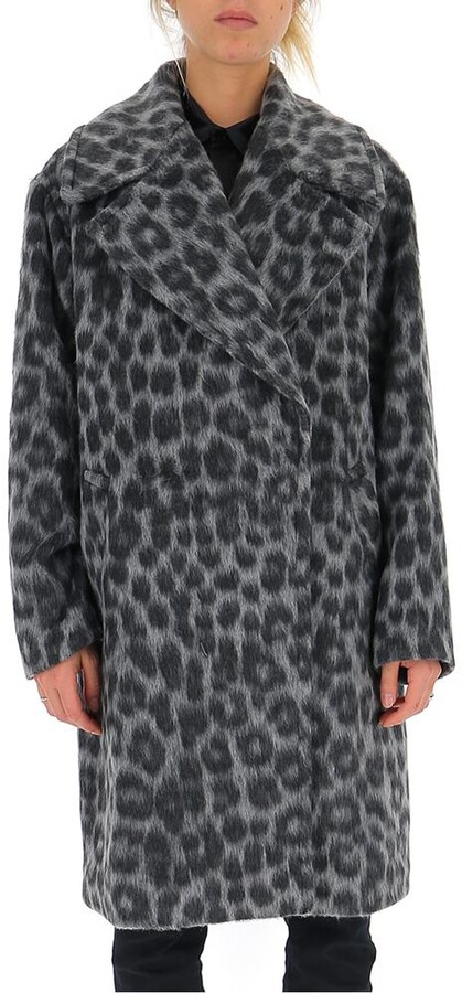 black leopard print coat