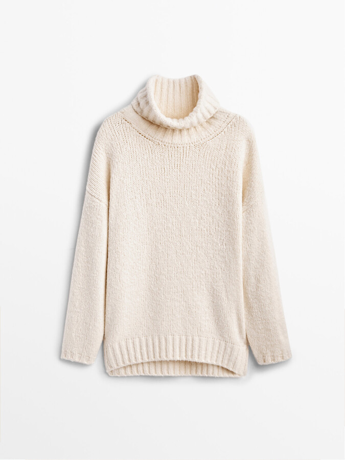 wide neck turtleneck sweater