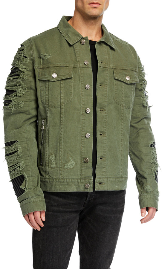 mens destroyed jean jacket