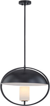 Brayden Studio Sazur 20" 1-Light Pendant - Matte Black - Opal Glass Shade