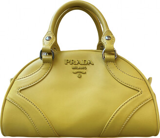 Prada 2000s Yellow Raffia Shoulder Bag · INTO