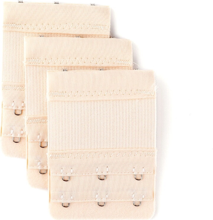 Unique Bargains Ladies Beige Bra Extenders Strap Extension 3 Hook 3 Pack Adjustable