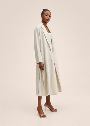 MANGO 100% linen trench coat light/pastel grey - Woman - L