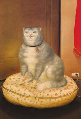 Buyenlarge Grey Cat on a Pillow Painting Print