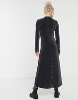 Thumbnail for your product : Monki high neck maxi dress in black glitter