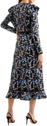 Giambattista Valli Ruffled Embroidered Sequined Organza Midi Dress