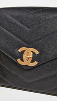 Thumbnail for your product : What Goes Around Comes Around Chanel Black Caviar Chevron Envelope Flap Bag