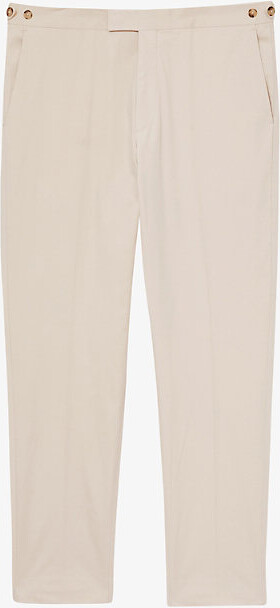 Reiss Mens Stone Putney Slim-Fit Stretch-Cotton Trousers 30