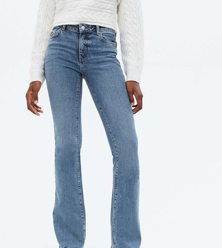 New Look Tall flared jean in midwash blue - ShopStyle