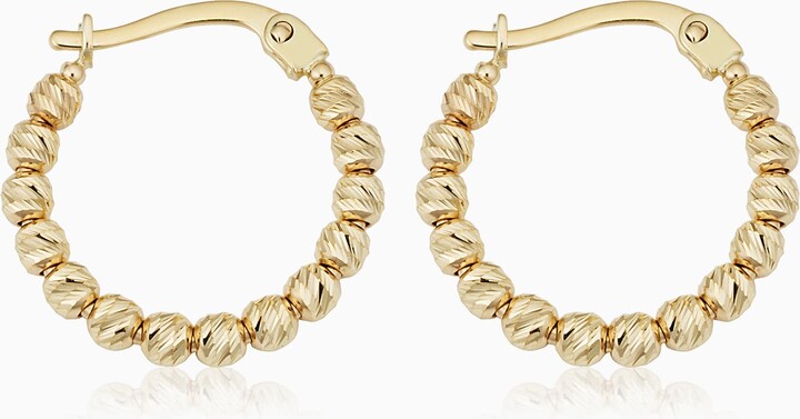 Oradina 14K Yellow Gold Celebration Ball Hoops