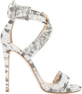 Thumbnail for your product : Barneys New York Lizard-Stamped Crisscross-Strap Sandals