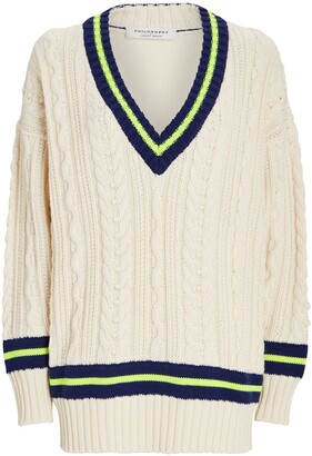 varsity v neck sweater