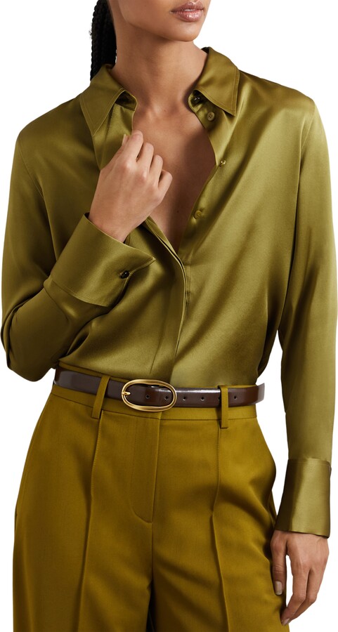 Reiss Ameira Silk Satin Button-Up Shirt