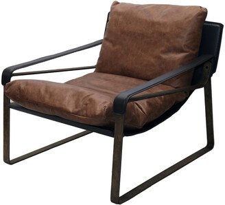 Bisque Leather and Bronze Recliner Chair