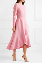Thumbnail for your product : Oscar de la Renta Asymmetric Wool-blend Midi Dress - Pink